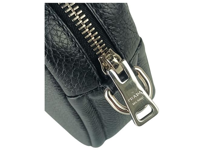 Bolsa de ombro Prada em couro preto - vista 7