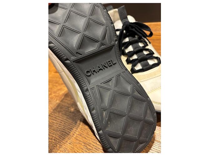 Zapatillas Chanel CC Logo de piel y ante - vista 2