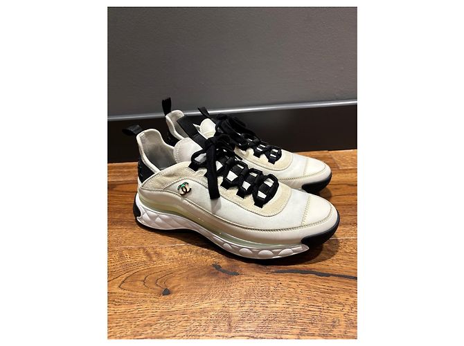 Zapatillas Chanel CC Logo de piel y ante - vista 9