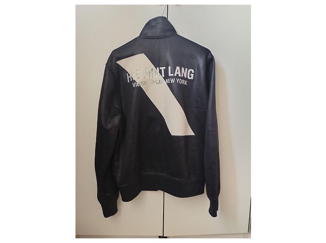 Casaco Track em couro preto Helmut Lang - vista 2