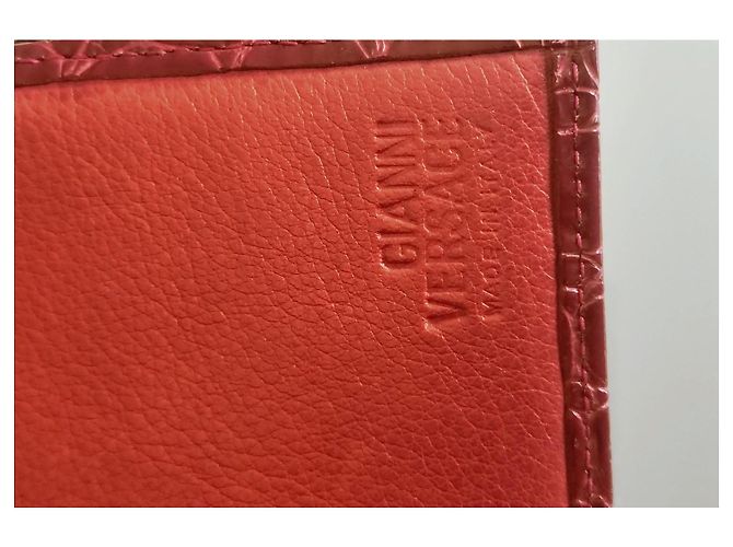 Portafoglio in pelle embossed coccodrillo rosso Gianni Versace - vista 5