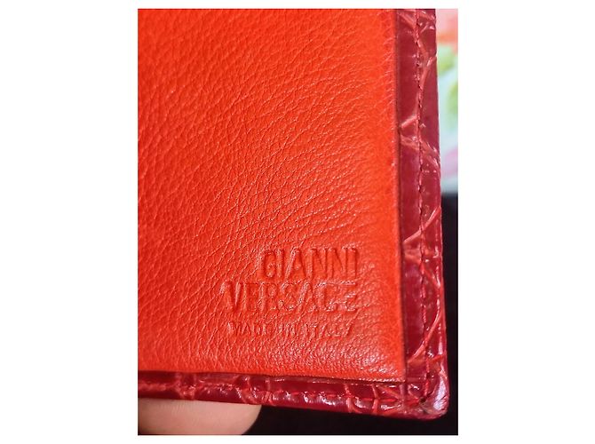 Portafoglio in pelle embossed coccodrillo rosso Gianni Versace - vista 7