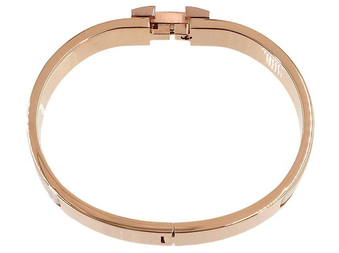 Hermès Bracciale Hermes Clic H GM in Beige e Oro Rosa - vista 3