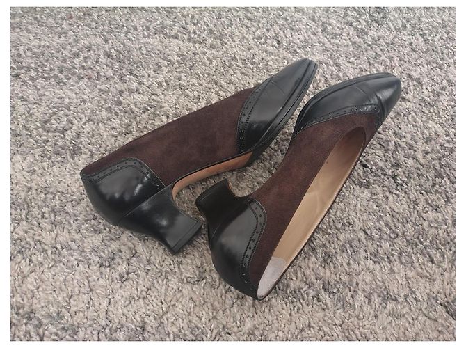 Scarpe con tacco in pelle e camoscio nero da donna Prada - vista 10
