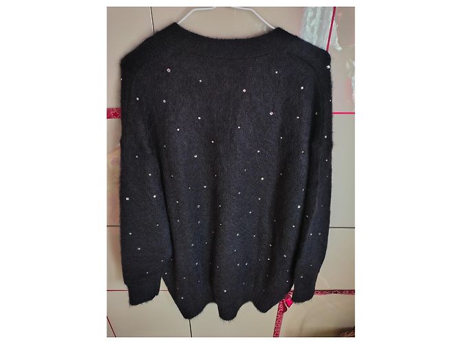Miu Miu Cardigan aus Wollmischung in Schwarz mit Strasssteinen - Ansicht 10
