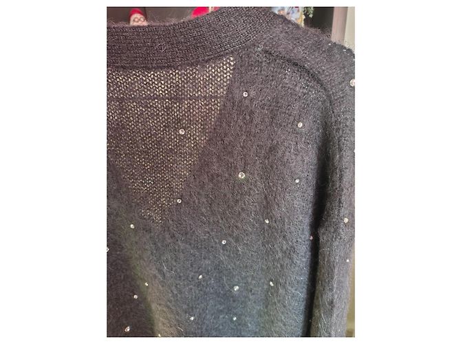 Miu Miu Cardigan aus Wollmischung in Schwarz mit Strasssteinen - Ansicht 11