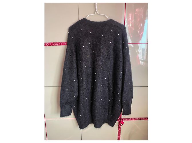 Miu Miu Cardigan aus Wollmischung in Schwarz mit Strasssteinen - Ansicht 2