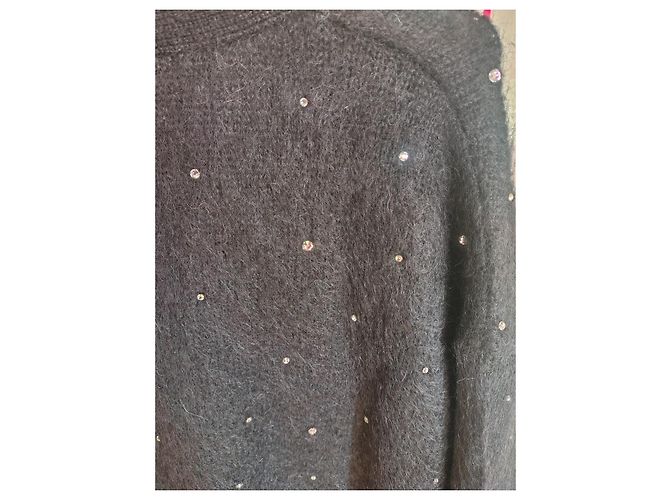 Miu Miu Cardigan aus Wollmischung in Schwarz mit Strasssteinen - Ansicht 3