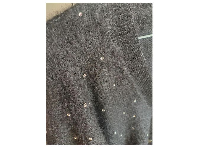 Miu Miu Cardigan aus Wollmischung in Schwarz mit Strasssteinen - Ansicht 6