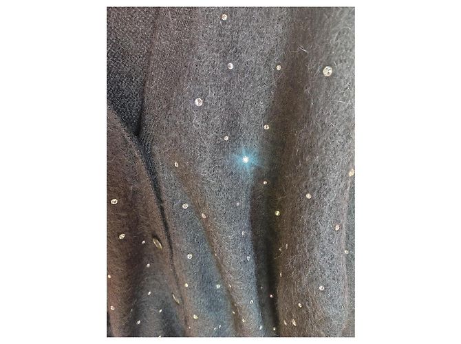 Miu Miu Cardigan aus Wollmischung in Schwarz mit Strasssteinen - Ansicht 9