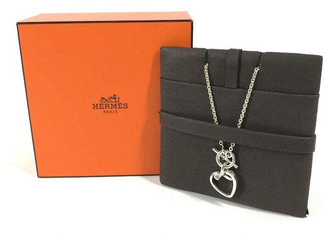 Hermès Collana a catena Hermes in argento sterling 925 con logo cuore - vista 11