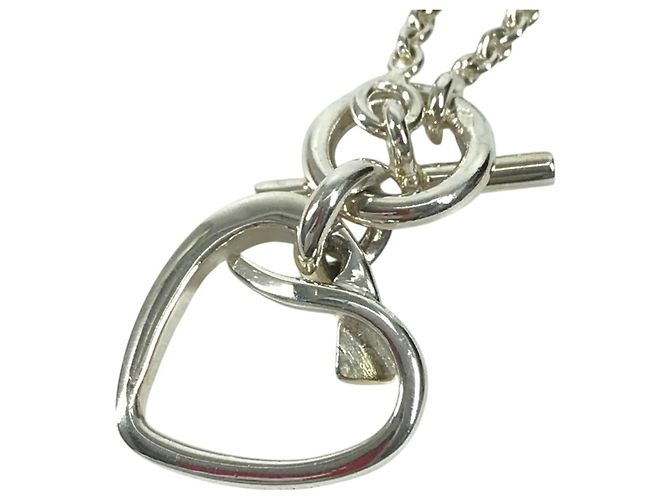 Hermès Collana a catena Hermes in argento sterling 925 con logo cuore - vista 3