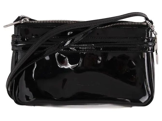 Mini borsa Armani Jeans nera in pelle verniciata - vista 3