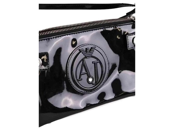 Mini borsa Armani Jeans nera in pelle verniciata - vista 5