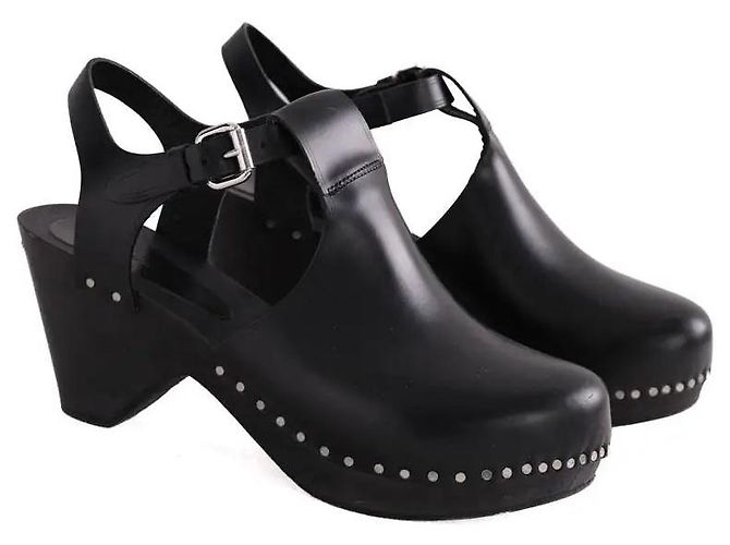 Isabel Marant Minimals Clogs aus schwarzem Leder - Ansicht 3