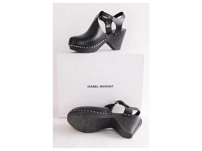 Isabel Marant Minimals Clogs aus schwarzem Leder - Ansicht 6