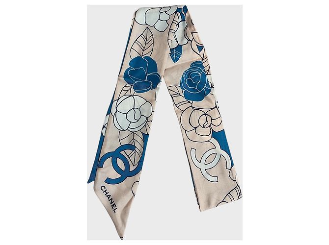 Lenço slim bandeau Chanel azul/rosa - vista 2