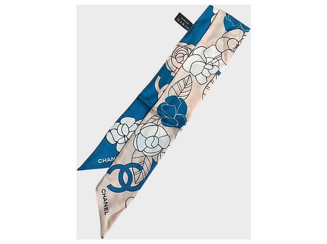 Lenço slim bandeau Chanel azul/rosa - vista 3