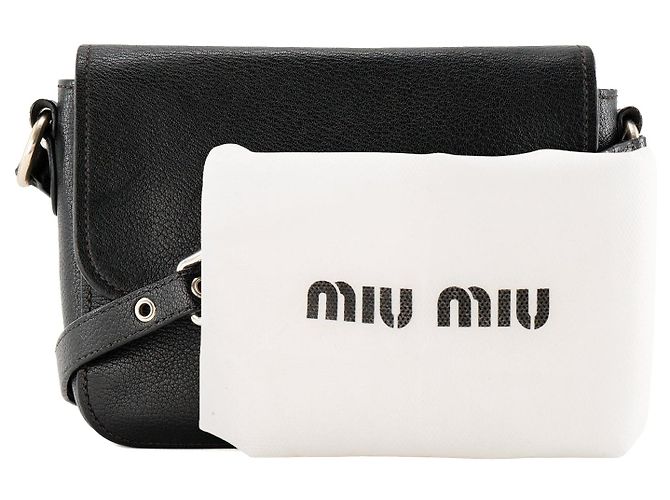 MIUMIU - Borsa a tracolla Miu Miu Madras in pelle martellata nera - vista 12