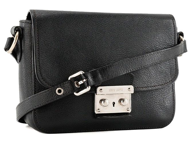 MIUMIU - Borsa a tracolla Miu Miu Madras in pelle martellata nera - vista 2
