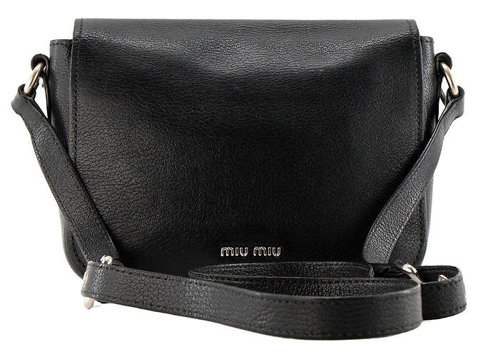 MIUMIU - Borsa a tracolla Miu Miu Madras in pelle martellata nera - vista 3