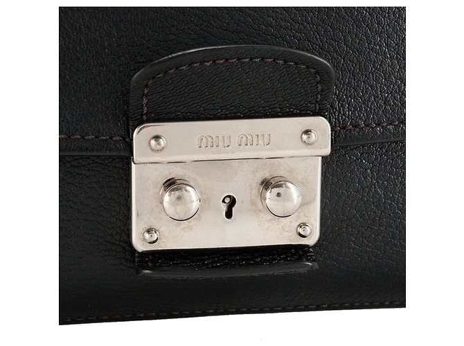 MIUMIU - Borsa a tracolla Miu Miu Madras in pelle martellata nera - vista 5