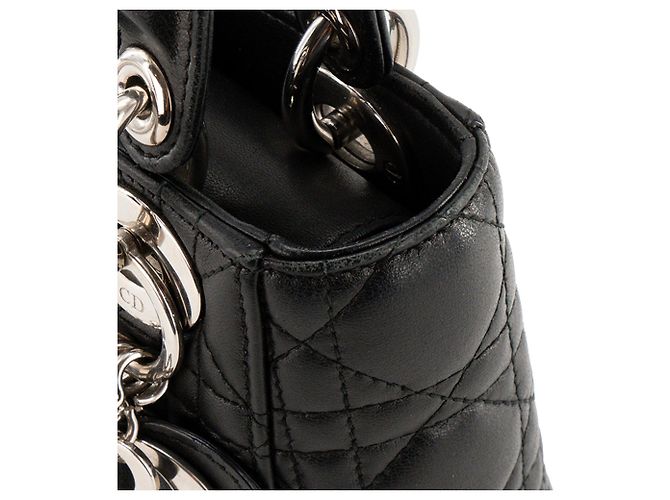 DIOR - Borsa a tracolla Lady Dior mini in pelle cannage nera - vista 6