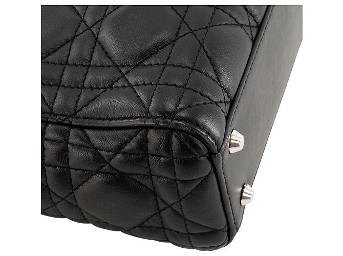 DIOR - Borsa a tracolla Lady Dior mini in pelle cannage nera - vista 7