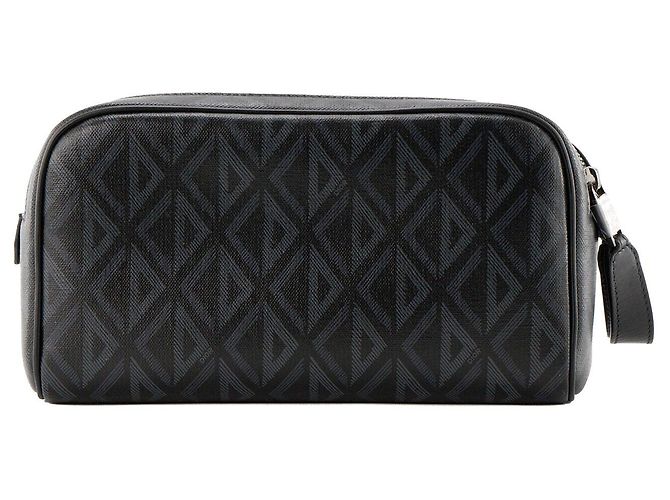 DIOR - Necessaire Diamond Dior em toile resinada preta e cinza - vista 3