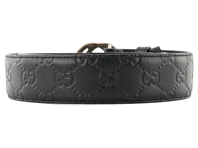 GUCCI - Cinto Interlocking Gucci em couro com gravação preto (T75) - vista 2