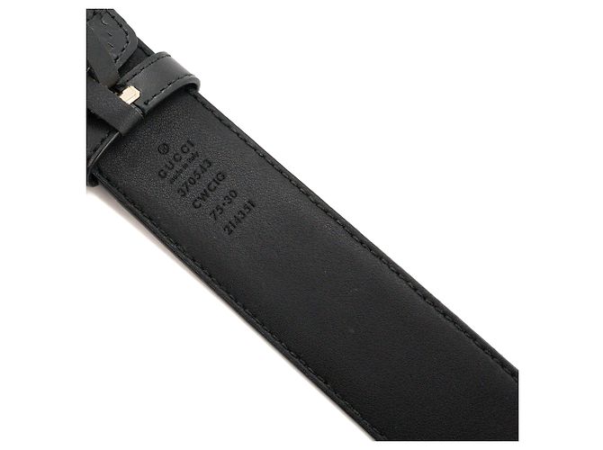 GUCCI - Cinto Interlocking Gucci em couro com gravação preto (T75) - vista 3