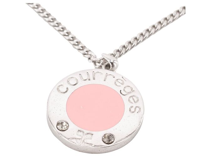 Courreges COURRÈGES - Collana Courrèges in metallo argentato e smalto rosa - vista 2