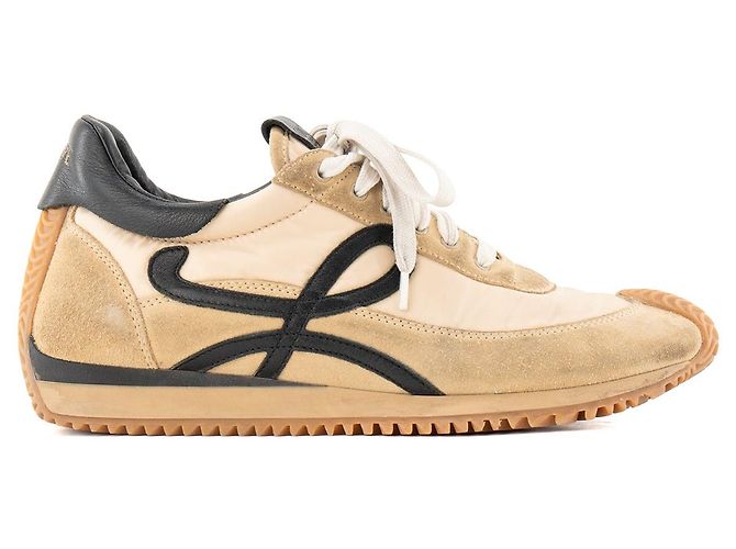 LOEWE - Sneakers Flow Runner 2.0 in tela e camoscio beige (T38) - vista 2