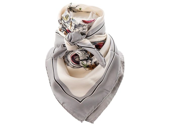 DIOR - Carré 90 Dior en seda blanca y gris - vista 2