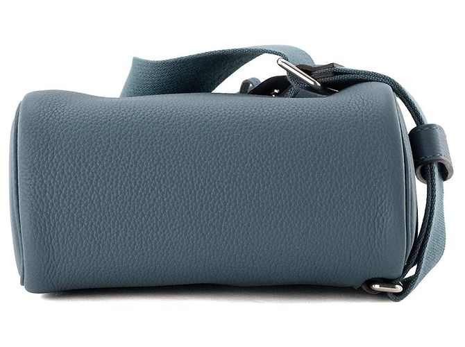 HERMÈS - Borsa a tracolla Hac à dos PM Hermès in pelle grana Togo Bleu Tempête - vista 4