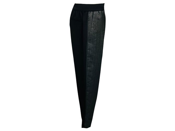 Céline Celine Wollhose mit Nadelstreifen in Anthrazitgrau / Schwarz und elastischem Bund - Ansicht 2