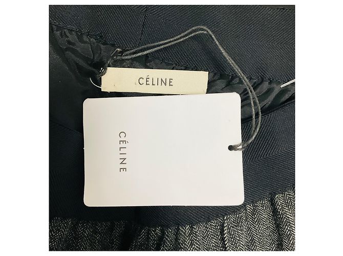 Céline Celine Wollhose mit Nadelstreifen in Anthrazitgrau / Schwarz und elastischem Bund - Ansicht 4