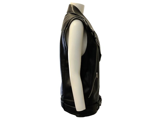 Chaleco Moto de Cuero Negro Michael Kors Collection - vista 2