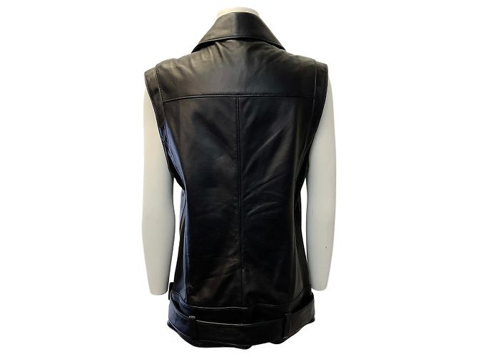 Chaleco Moto de Cuero Negro Michael Kors Collection - vista 3