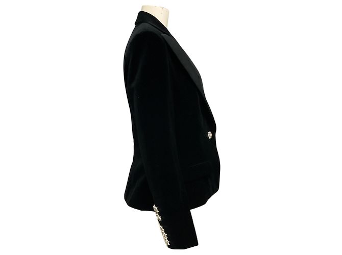 Alexandre Vauthier Samt-Tuxedo-Blazer in Schwarz mit Kristallbesatz - Ansicht 2