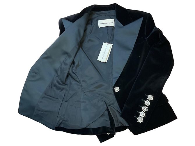 Alexandre Vauthier Samt-Tuxedo-Blazer in Schwarz mit Kristallbesatz - Ansicht 7