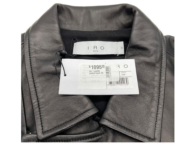 Iro Black Leather Castilli Moto Jacket - view 4