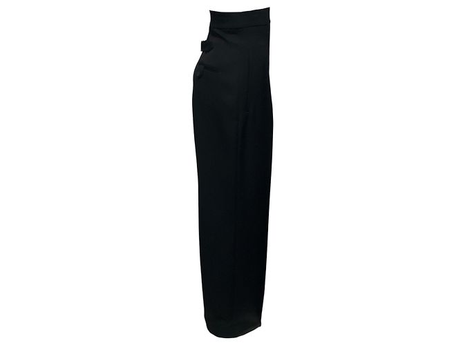Alexander McQueen schwarze Hose mit hoher Taille und weitem Bein - Ansicht 2