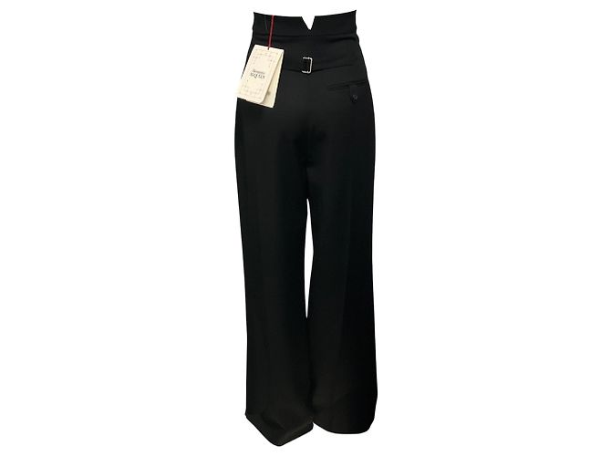 Alexander McQueen schwarze Hose mit hoher Taille und weitem Bein - Ansicht 3
