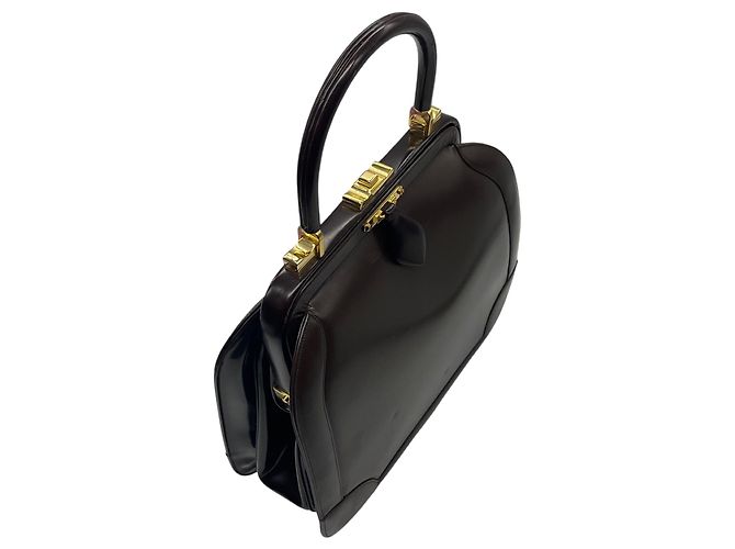 Judith Leiber Brown Leather Top Handle Bag - view 5