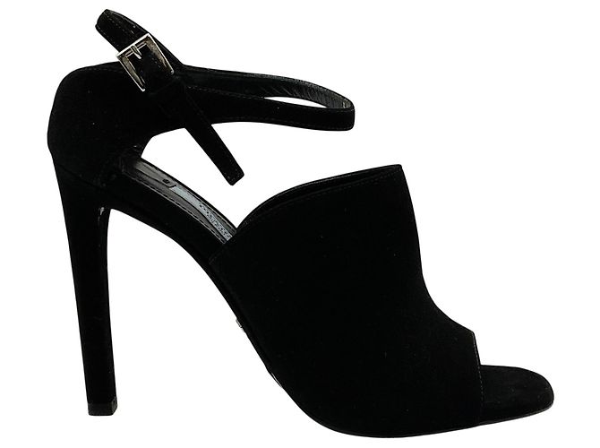Prada Black Suede Peep Toe Ankle Booties - view 2