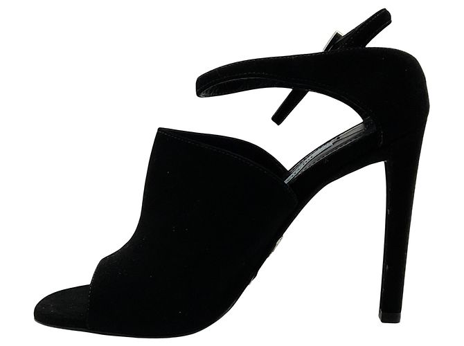 Prada Black Suede Peep Toe Ankle Booties - view 3