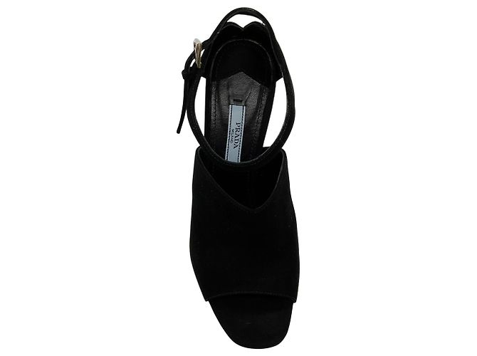 Prada Black Suede Peep Toe Ankle Booties - view 4