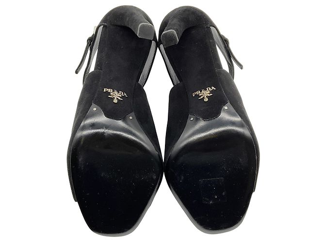Prada Black Suede Peep Toe Ankle Booties - view 6