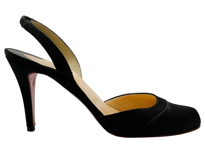 Décolleté Slingback in raso nero Christian Louboutin - vista 2